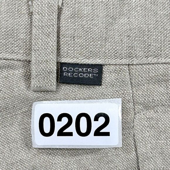 Dockers Shorts Men 34 Cream Linen Cotton Chino Pleated Golf Pockets Casual Khaki - Picture 8 of 8